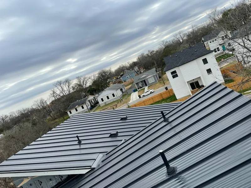 Standing seam metal roof panels with vents for Skylight Repair in Royse City